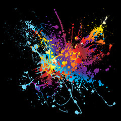 Image showing ink splatter rainbow black