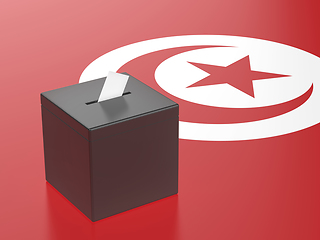 Image showing Ballot box with the flag of Tunisia