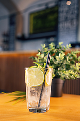 Image showing Organic cold refreshing lemonade drink