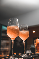 Image showing Glass of ice cold Aperol spritz cocktail