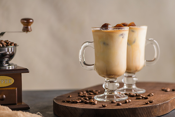 Image showing Iced coffee in glass jars