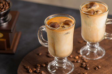 Image showing Iced coffee in glass jars