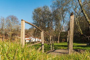 Image showing Pedestrian wooden bridge