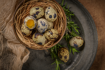 Image showing Fresh quail eggs