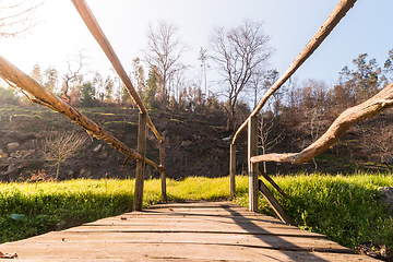 Image showing Pedestrian wooden bridge