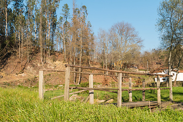 Image showing Pedestrian wooden bridge