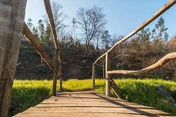 Image showing Pedestrian wooden bridge