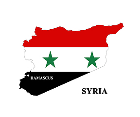 Image showing map of Syria covered by its flag