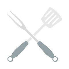 Image showing Crossed Frying Spatula And Fork Icon