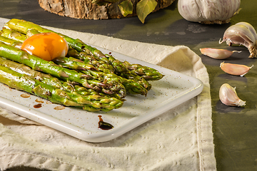 Image showing Asparagus cooked with egg 