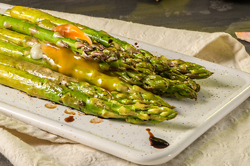 Image showing Asparagus cooked with egg 