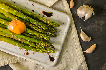 Image showing Asparagus cooked with egg 