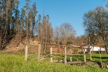 Image showing Pedestrian wooden bridge