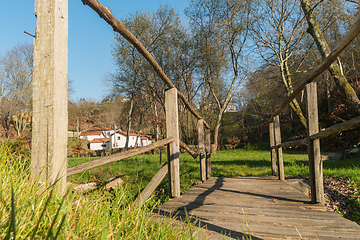 Image showing Pedestrian wooden bridge