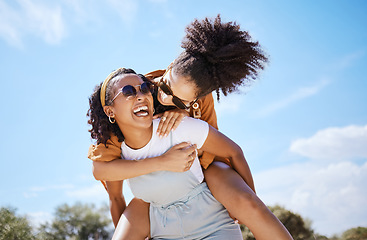 Image showing Freedom, friends and black women at a beach, crazy and having fun with carrying joke in nature. Summer, travel and happy ladies being silly, laughing and playing, positive energy and friendship