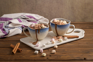 Image showing Hot chocolate drink with marshmallows