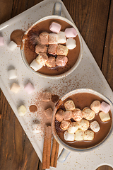 Image showing Hot chocolate drink with marshmallows