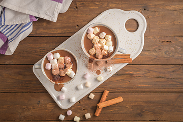 Image showing Hot chocolate drink with marshmallows