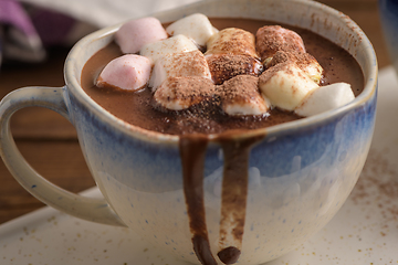 Image showing Hot chocolate drink with marshmallows