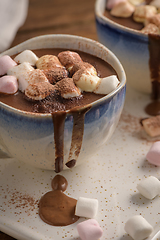 Image showing Hot chocolate drink with marshmallows