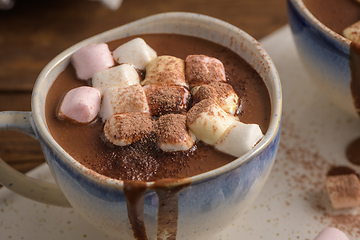 Image showing Hot chocolate drink with marshmallows