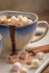 Image showing Hot chocolate drink with marshmallows