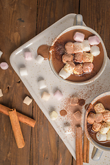 Image showing Hot chocolate drink with marshmallows