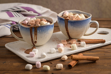 Image showing Hot chocolate drink with marshmallows