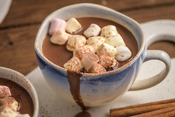 Image showing Hot chocolate drink with marshmallows