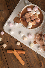 Image showing Hot chocolate drink with marshmallows