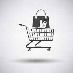 Image showing Shopping Cart With Bag Of Cosmetics Icon