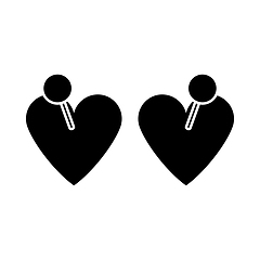 Image showing Two Valentines Heart With Pin Icon