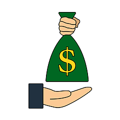 Image showing Hand Holding The Money Bag Icon