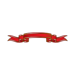 Image showing Red Ribbon With Golden Stripes