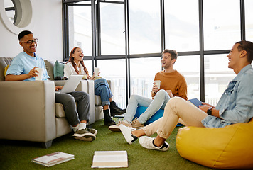 Image showing Creative, studying and students meeting for project collaboration, teamwork or research planning in university workspace. Design, creativity and relax gen z group of people in college work discussion