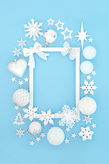 Image showing Christmas Frame of Sparkling White Decorations