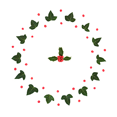 Image showing Christmas Winter Ivy Leaf and Holy Berry Wreath 