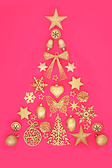 Image showing Christmas Tree Abstract Gold Bauble Decoration 