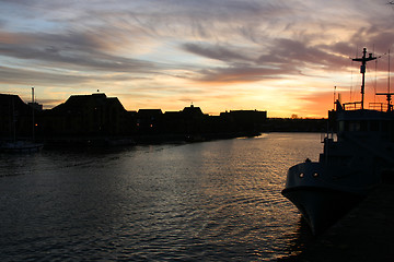Image showing Harbor sunset