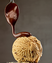 Image showing caramel ice cream with melted chocolate