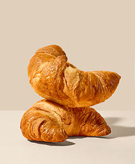 Image showing stack of freshly baked croissants