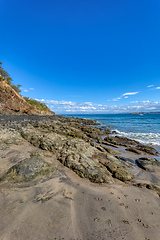 Image showing Playa Ocotal and Pacific ocean waves on rocky shore, El Coco Costa Rica