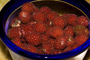 Image showing Raspberries in a bowl
