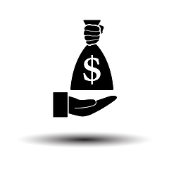 Image showing Hand Holding The Money Bag Icon