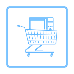 Image showing Shopping Cart With Microwave Oven Icon