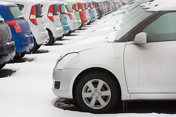 Image showing Stocked cars in rows