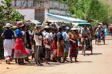 Image showing Group of Malagasy people gathers on the streets of Miandrivazo.
