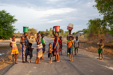 Image showing Group of woman with container on head, a common sight in this rural Ethiopian village