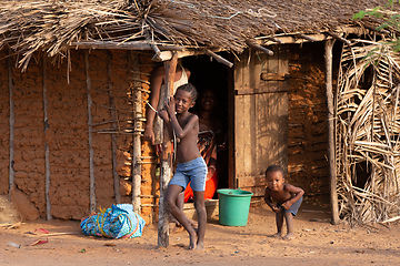 Image showing Curious children in native Kivalo Village. Madagascar