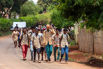 Image showing Malagasy students in uniforms, Mandoto Madagascar